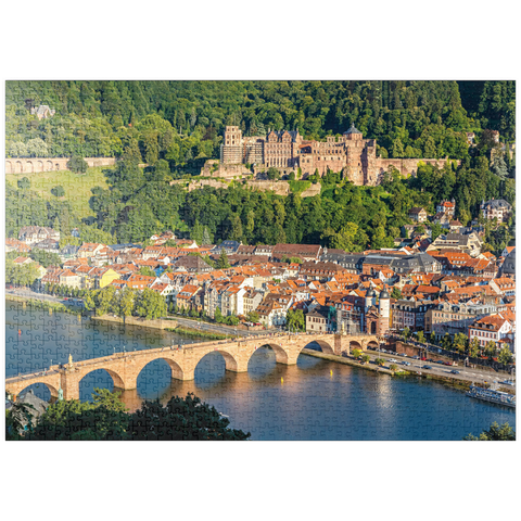 puzzleplate Blick auf Heidelberg - Altstadt, Alte Brücke und Schloss 1000 Puzzle