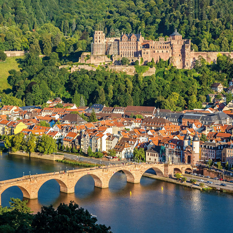 Blick auf Heidelberg - Altstadt, Alte Brücke und Schloss 1000 Puzzle 3D Modell