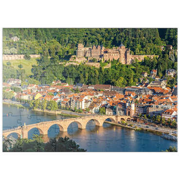 puzzleplate Blick auf Heidelberg - Altstadt, Alte Brücke und Schloss 100 Puzzle