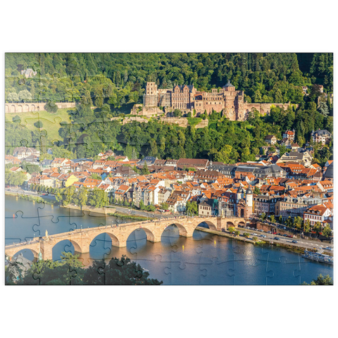 puzzleplate Blick auf Heidelberg - Altstadt, Alte Brücke und Schloss 100 Puzzle
