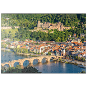 Darstellung des Puzzle-Motivs Blick auf Heidelberg - Altstadt, Alte Brücke und Schloss – Puzzleteile: 200