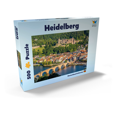 Blick auf Heidelberg - Altstadt, Alte Brücke und Schloss 500 Puzzle Schachtel Ansicht2