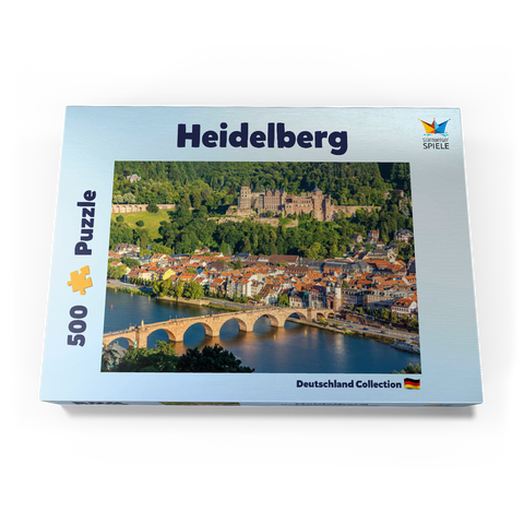 Blick auf Heidelberg - Altstadt, Alte Brücke und Schloss 500 Puzzle Schachtel Ansicht3