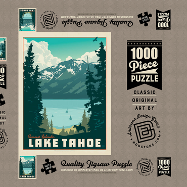 Lake Tahoe: Tahoe Summer, Vintage Poster 1000 Puzzle Schachtel 3D Modell