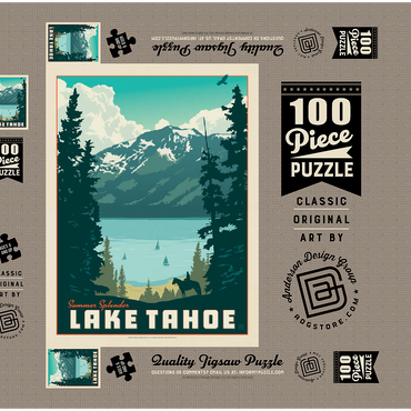 Lake Tahoe: Tahoe Summer, Vintage Poster 100 Puzzle Schachtel 3D Modell