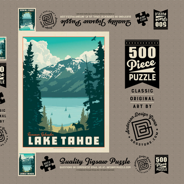Lake Tahoe: Tahoe Summer, Vintage Poster 500 Puzzle Schachtel 3D Modell