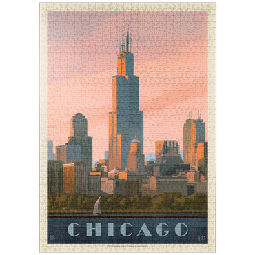 puzzleplate Chicago Skyline: Lake Michigan, Vintage Poster 1000 Puzzle