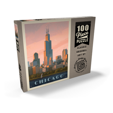 Chicago Skyline: Lake Michigan, Vintage Poster 100 Puzzle Schachtel Ansicht2