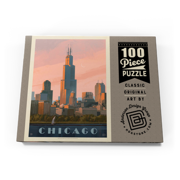 Chicago Skyline: Lake Michigan, Vintage Poster 100 Puzzle Schachtel Ansicht3