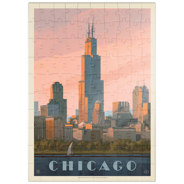 puzzleplate Chicago Skyline: Lake Michigan, Vintage Poster 100 Puzzle