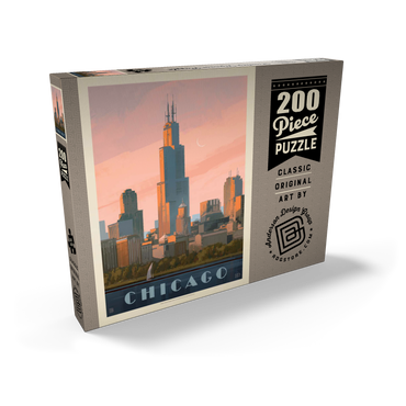 Chicago Skyline: Lake Michigan, Vintage Poster 200 Puzzle Schachtel Ansicht2