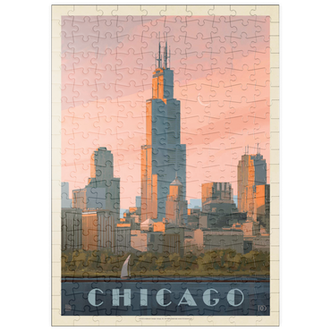 puzzleplate Chicago Skyline: Lake Michigan, Vintage Poster 200 Puzzle