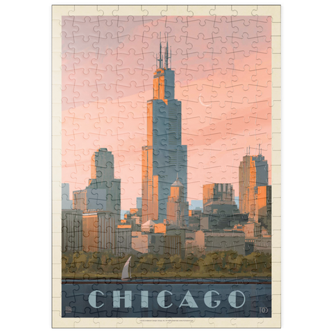 puzzleplate Chicago Skyline: Lake Michigan, Vintage Poster 200 Puzzle