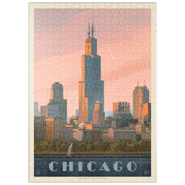 puzzleplate Chicago Skyline: Lake Michigan, Vintage Poster 500 Puzzle