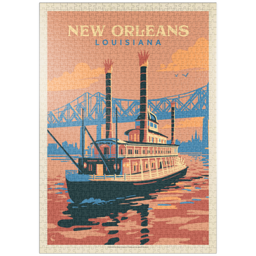 puzzleplate New Orleans: Sunset River Cruise, Vintage Poster 1000 Puzzle