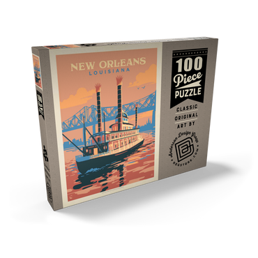 New Orleans: Sunset River Cruise, Vintage Poster 100 Puzzle Schachtel Ansicht2