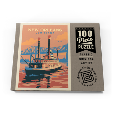 New Orleans: Sunset River Cruise, Vintage Poster 100 Puzzle Schachtel Ansicht3
