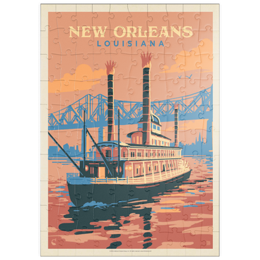 puzzleplate New Orleans: Sunset River Cruise, Vintage Poster 100 Puzzle