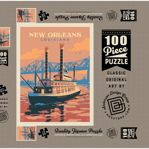 New Orleans: Sunset River Cruise, Vintage Poster 100 Puzzle Schachtel 3D Modell
