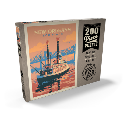 New Orleans: Sunset River Cruise, Vintage Poster 200 Puzzle Schachtel Ansicht2