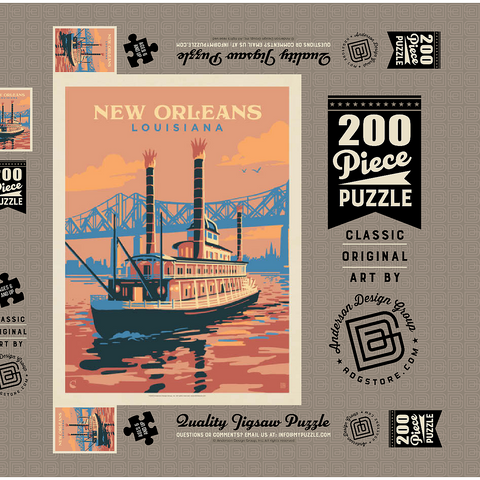 New Orleans: Sunset River Cruise, Vintage Poster 200 Puzzle Schachtel 3D Modell