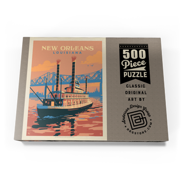 New Orleans: Sunset River Cruise, Vintage Poster 500 Puzzle Schachtel Ansicht3