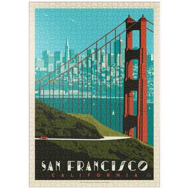 puzzleplate San Francisco: Golden Gate Bridge Skyline, Vintage Poster 1000 Puzzle