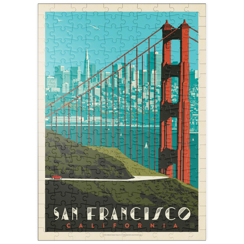 puzzleplate San Francisco: Golden Gate Bridge Skyline, Vintage Poster 200 Puzzle