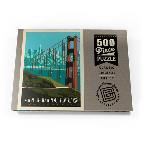San Francisco: Golden Gate Bridge Skyline, Vintage Poster 500 Puzzle Schachtel Ansicht3