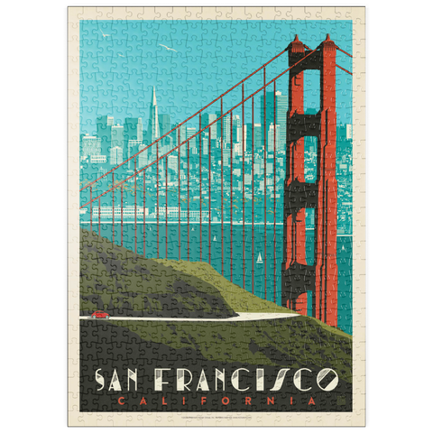 puzzleplate San Francisco: Golden Gate Bridge Skyline, Vintage Poster 500 Puzzle