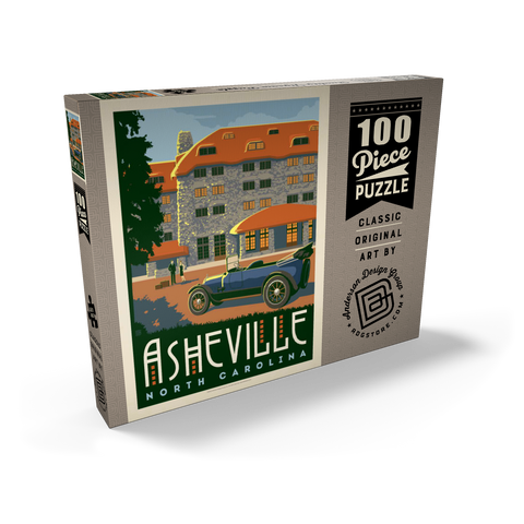 Asheville, North Carolina, Vintage Poster 100 Puzzle Schachtel Ansicht2