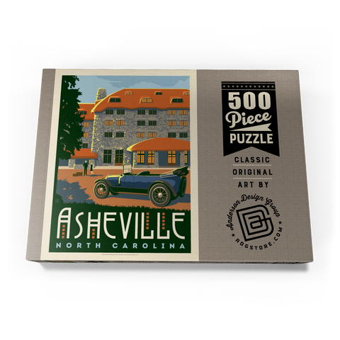 Asheville, North Carolina, Vintage Poster 500 Puzzle Schachtel Ansicht3