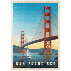 Darstellung des Puzzle Motivs San Francisco: Under The Golden Gate, Vintage Poster - Puzzleteile: 1000
