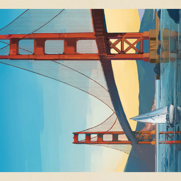 San Francisco: Under The Golden Gate, Vintage Poster 1000 Puzzle 3D Modell
