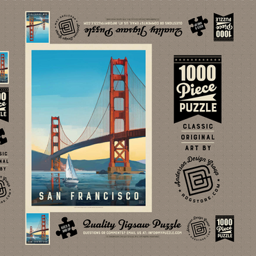 San Francisco: Under The Golden Gate, Vintage Poster 1000 Puzzle Schachtel 3D Modell