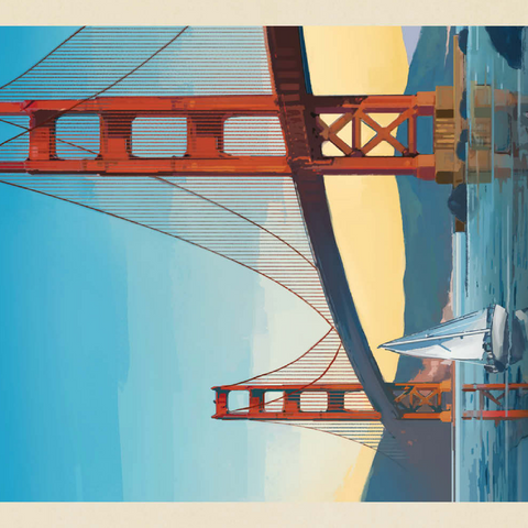 San Francisco: Under The Golden Gate, Vintage Poster 100 Puzzle 3D Modell