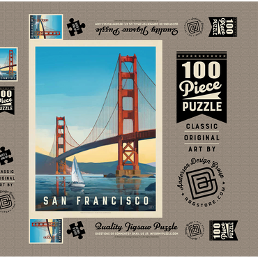 San Francisco: Under The Golden Gate, Vintage Poster 100 Puzzle Schachtel 3D Modell