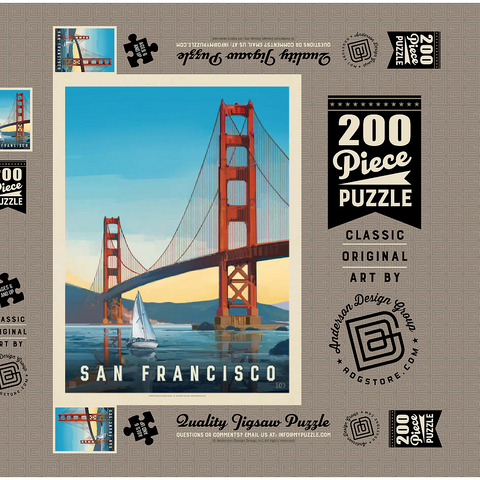 San Francisco: Under The Golden Gate, Vintage Poster 200 Puzzle Schachtel 3D Modell