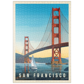 Darstellung des Puzzle Motivs San Francisco: Under The Golden Gate, Vintage Poster - Puzzleteile: 500