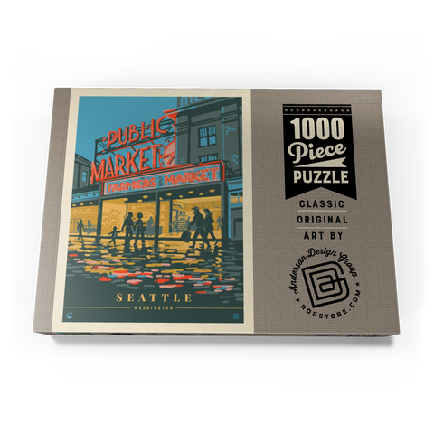 USA-Seattle, WA: Morning at the Market, Vintage Poster 1000 Puzzle Schachtel Ansicht3