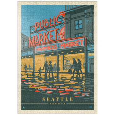puzzleplate USA-Seattle, WA: Morning at the Market, Vintage Poster 1000 Puzzle