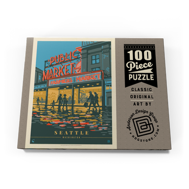 USA-Seattle, WA: Morning at the Market, Vintage Poster 100 Puzzle Schachtel Ansicht3