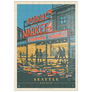 puzzleplate USA-Seattle, WA: Morning at the Market, Vintage Poster 100 Puzzle