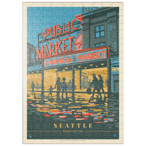 puzzleplate USA-Seattle, WA: Morning at the Market, Vintage Poster 200 Puzzle