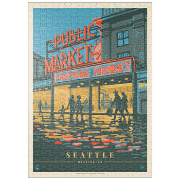 puzzleplate USA-Seattle, WA: Morning at the Market, Vintage Poster 500 Puzzle