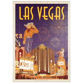 Darstellung des Puzzle Motivs Las Vegas: Viva Vintage Vegas, Vintage Poster - Puzzleteile: 100