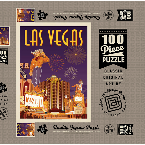 Las Vegas: Viva Vintage Vegas, Vintage Poster 100 Puzzle Schachtel 3D Modell