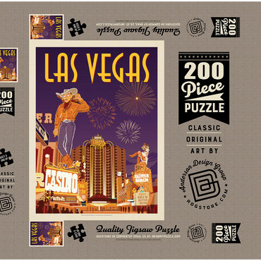 Las Vegas: Viva Vintage Vegas, Vintage Poster 200 Puzzle Schachtel 3D Modell