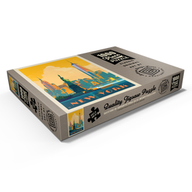 Darstellung des Puzzle Motivs New York City: Skyline Glow, Vintage Poster - Puzzleteile: 1000