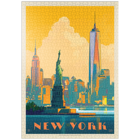 Darstellung des Puzzle Motivs New York City: Skyline Glow, Vintage Poster - Puzzleteile: 1000